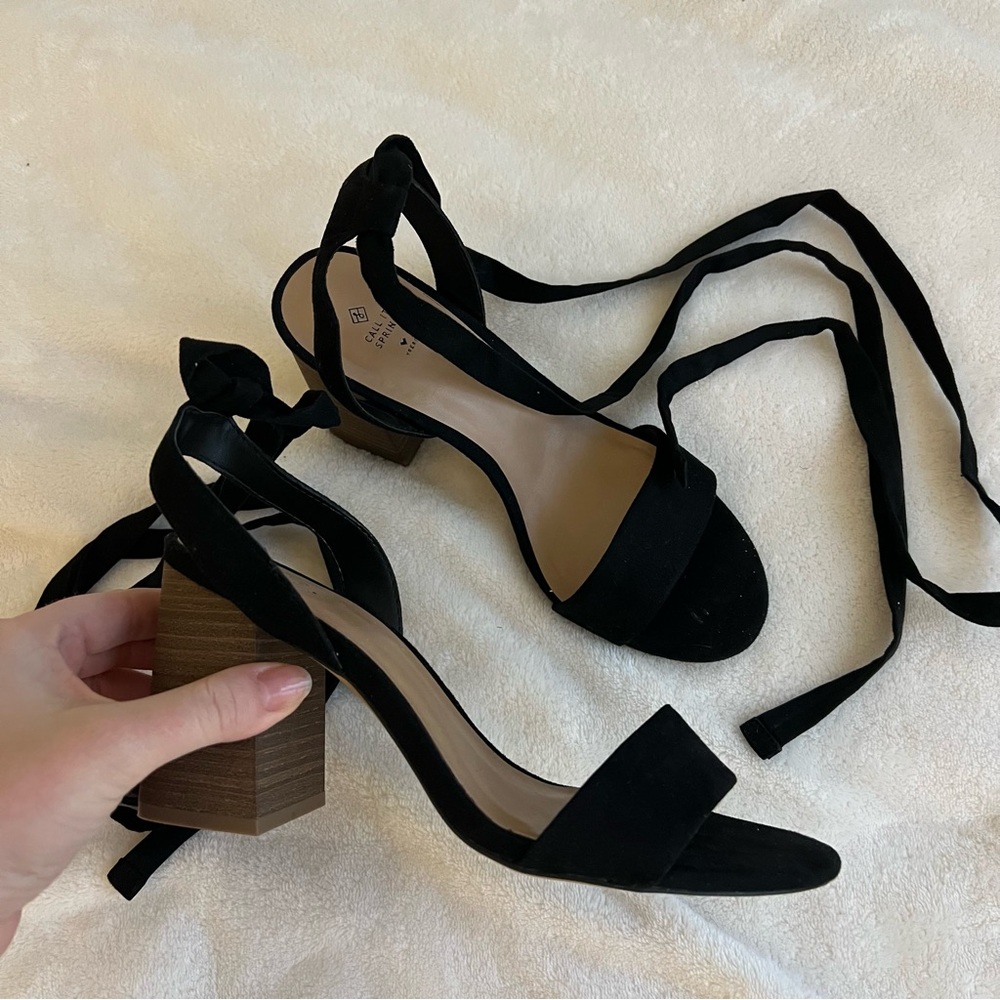 Call It Spring Black Block Heel Sandals